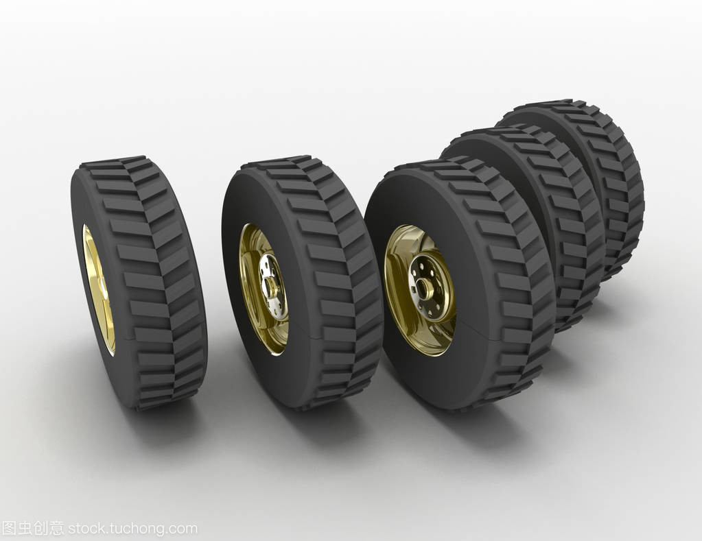3d 渲染卡车轮胎的概念。3d rendedred 图